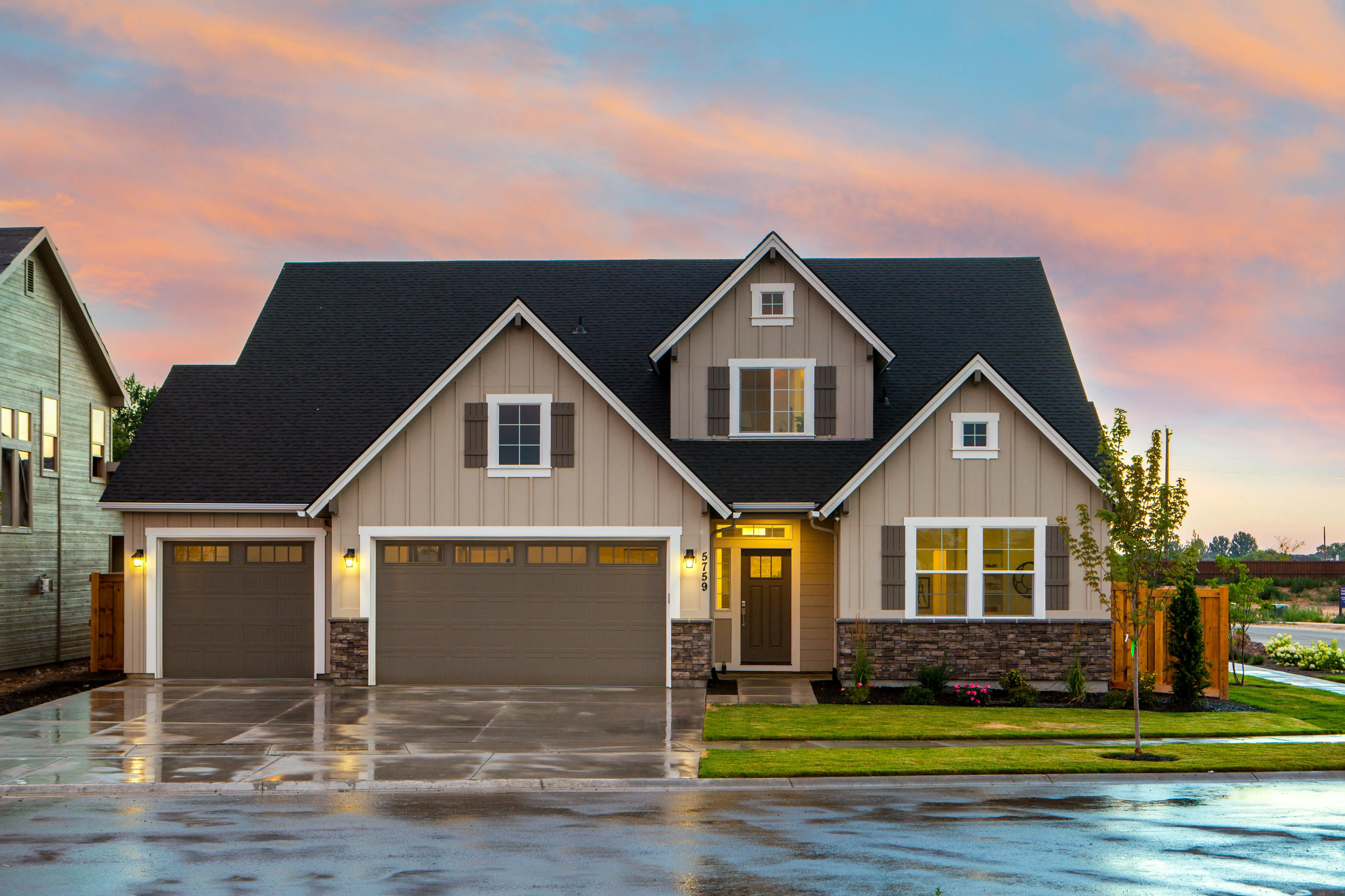 beautiful home after a rain